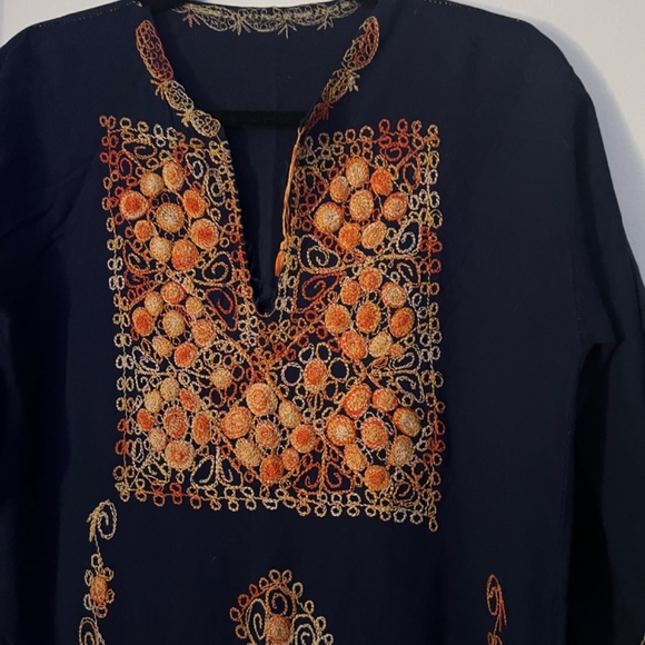 Vintage Caftan, Blue and Gold Tunic or Party Dress - Picture 10 of 14